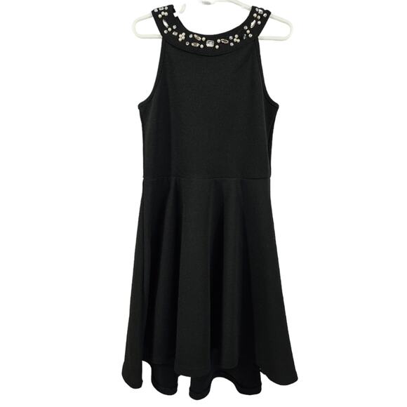Children's Place Black Sleeveless Hi-Lo Dress With Rhinestones Girl's 7/8 - Picture 1 of 9